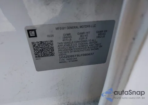 2020 Chevrolet Malibu Fwd Lt z USA, uszkodzony, nr VIN 1G1ZD5ST5LF085637